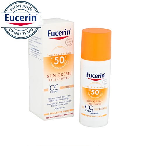 Kem chống nắng có màu thích hợp da nhạy cảm - Sun Creme Tinted CC Fair SPF 50+ - Eucerin