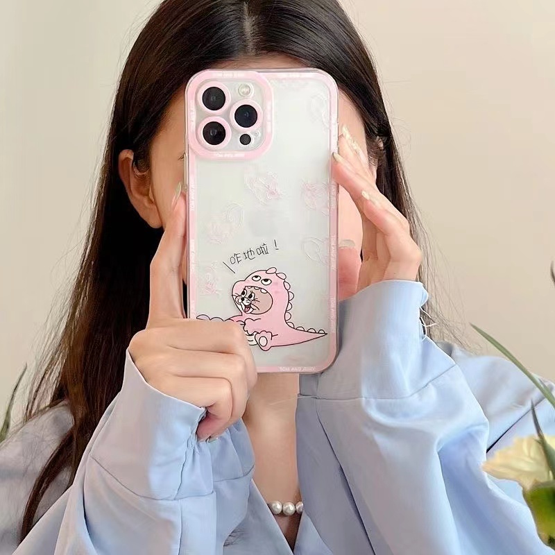 Ốp Điện Thoại Dẻo Trong Suốt Họa Tiết Hoạt Hình Khủng Long Cho iPhone 14 11 12 13 Pro MAX XS XR 7 SE20 X 8Plus