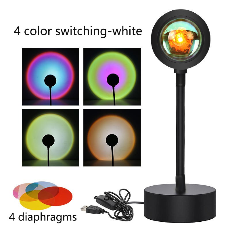 Đèn LED đứng chiếu sáng màu hoàng hôn/ cầu vồng/ mặt trời hiện đại trang trí phòng ngủ/ phòng khách 4 màu trong 1/Sunset Projection Floor Light