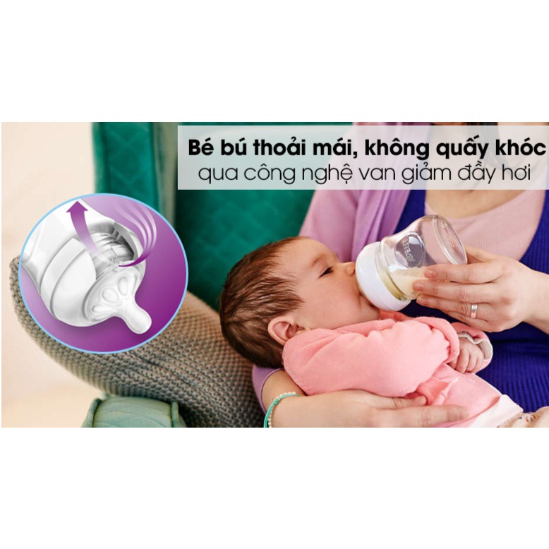 Bình sữa thủy tinh Philips Avent Natural 120ml / 240ml mô phỏng tự nhiên