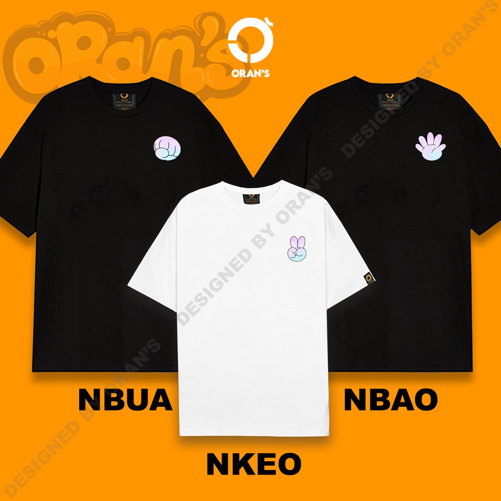 Áo nhóm in hình nhỏ kéo búa lá màu đen trắng nam nữ tay lỡ Oversize chất COTTON 4C, FULLBOX ORANS TEE - ORAN'S