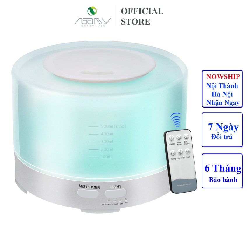 Máy Xông Tinh Dầu Phun Sương Tạo Ẩm Trụ Nga My Dung Tích 550ml Tặng Điều Khiển Giúp Thơm Phòng Tự Ngắt Khi Hết Nước