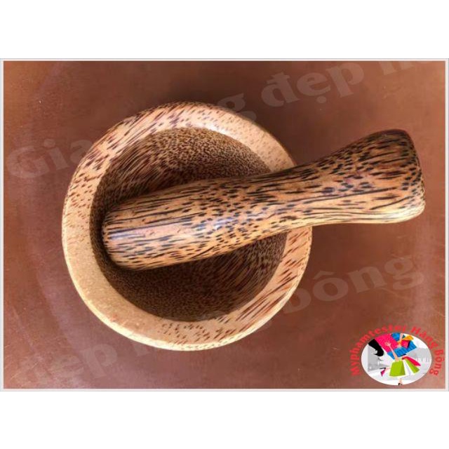 Bộ chày cối gỗ dừa tự nhiên không sáp, không sơn