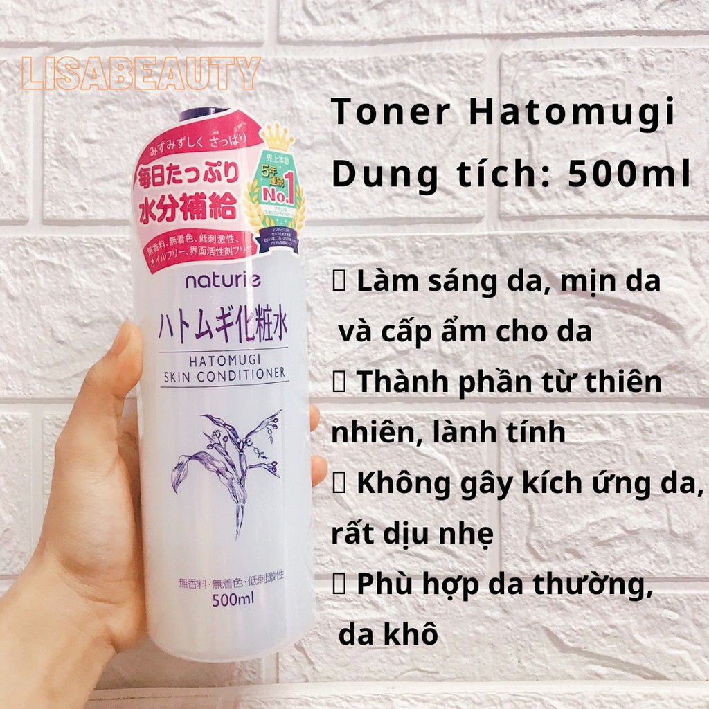 Nước Hoa Hồng Ý Dĩ Dưỡng Da Reihaku Hatomugi Moisturizing &amp; Conditioning Lotion 500ml