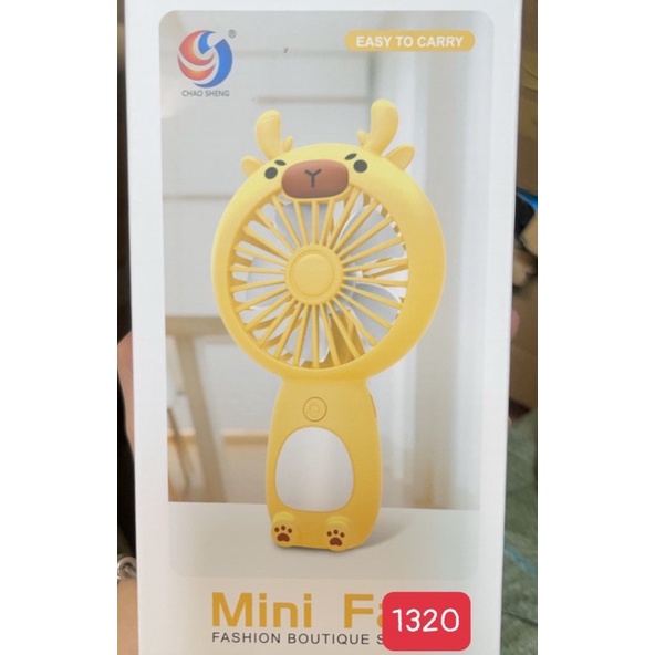 Quạt cầm tay mini CHAO SHENG 1320, quạt tích điện phát sáng 2 tốc độ gió kiểu dáng cute