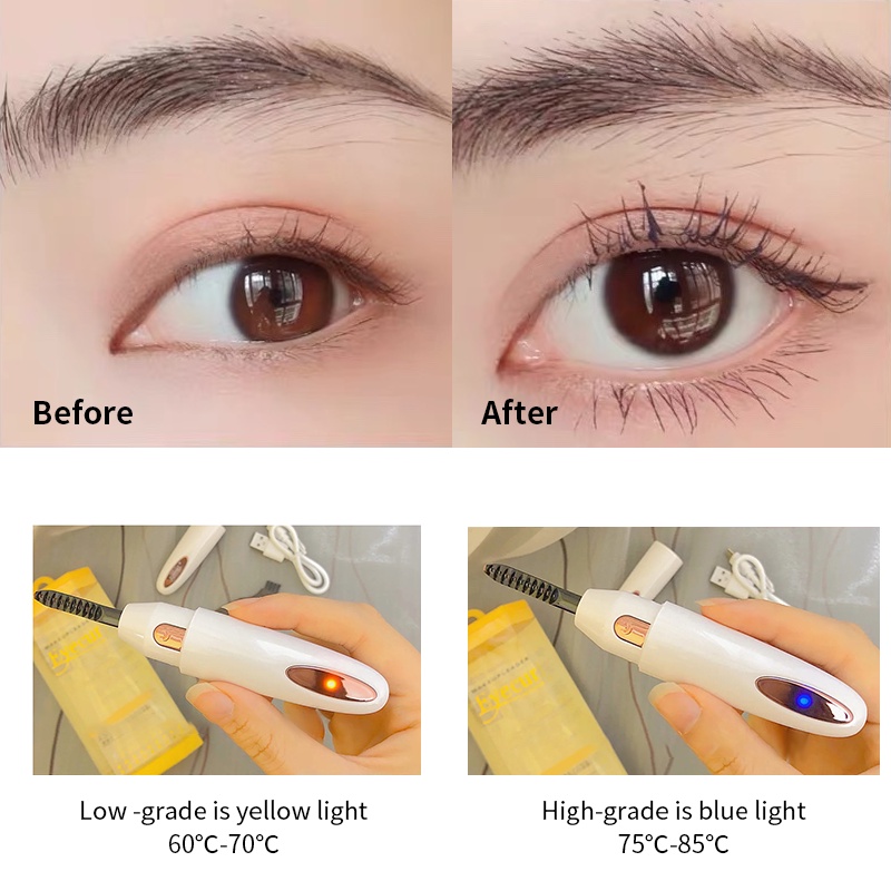 Máy Uốn Lông Mi Bằng Điện Màu Trắng Đen Có Thể Sạc Lại Bằng Cổng USB