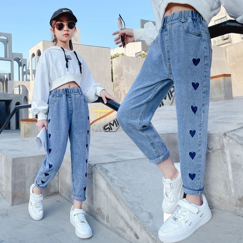 Quần Jeans Ống Rộng Thời Trang Dành Cho Bé Gái 2022