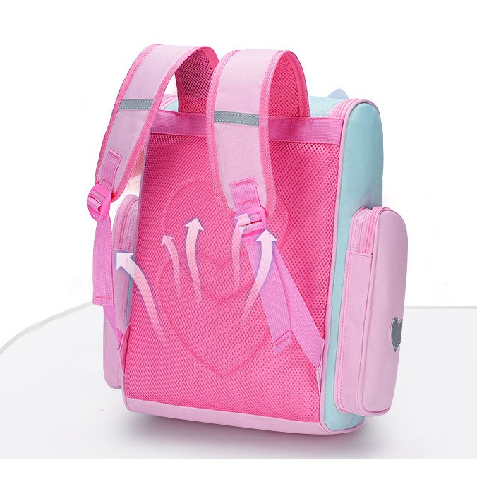 Balo học sinh cho bé gái đi học, chống gù lưng, siêu nhẹ. hình unicorn cute ngộ nghĩnh, có phản quang - Lado shop