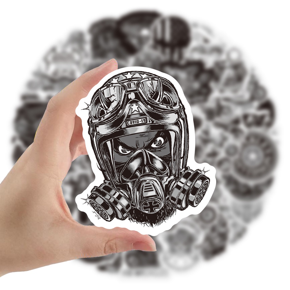 Set 50 Sticker Đầu Lâu Hoạt Hình Trang Trí Tủ Lạnh / Mũ Bảo Hiểm / Xe Mô Tô