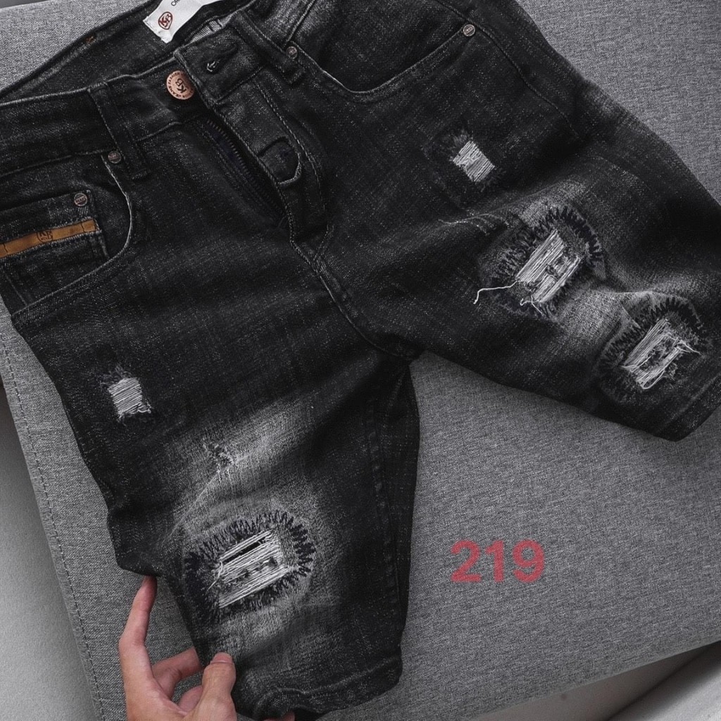 Quần Short Nam AD219JM Short Jean Nam Chất Bò VNXK Co Dãn Cao Cấp Xám Rách Xước Cao Cấp SHV Giá Gốc Tận Xưởng (44-70KG)