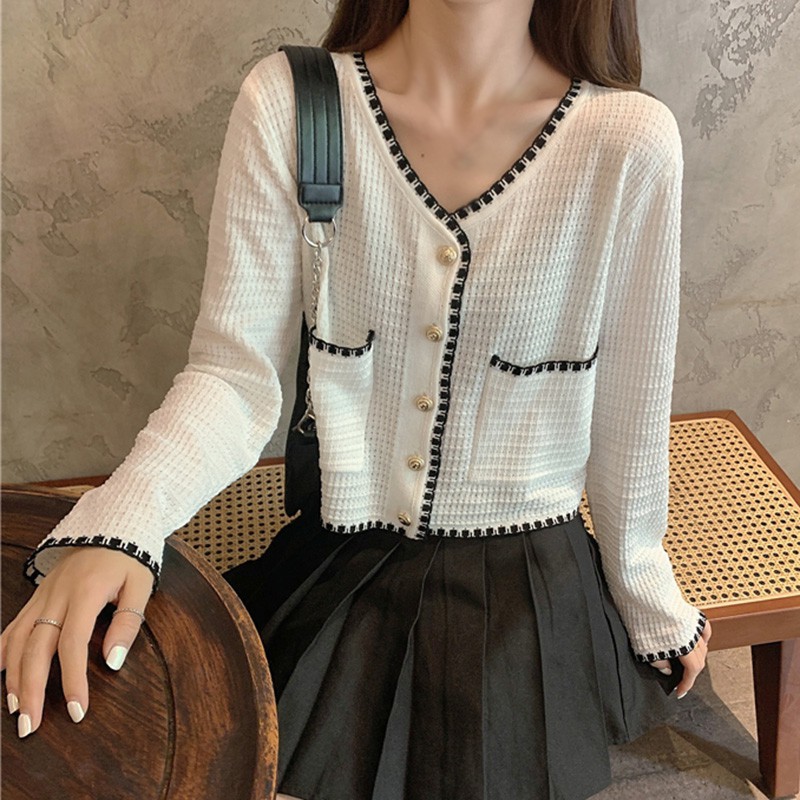 Áo Khoác Cardigan Ngắn Tay Cổ Chữ V Xinh Xắn Dành Cho Nữ | WebRaoVat - webraovat.net.vn