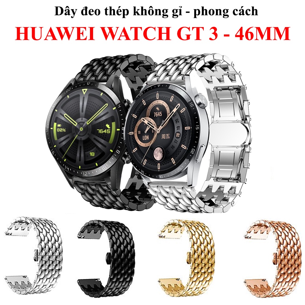 [HUAWEI GT3] Dây đeo thép không gỉ phong cách Huawei Watch GT 3 - 46MM