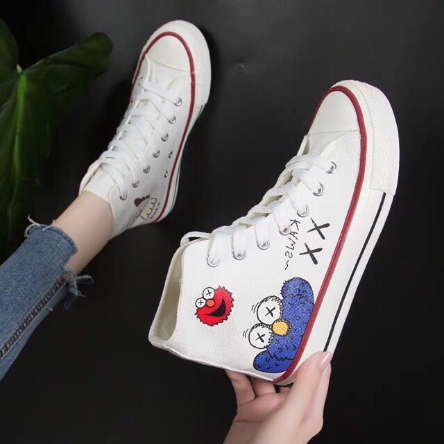 Giày thể thao cổ cao hình vẽ siêu cute