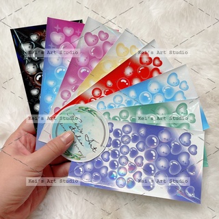 [STICKER TOPLOADER KEI] Mẫu tim - tròn hologram lấp lánh