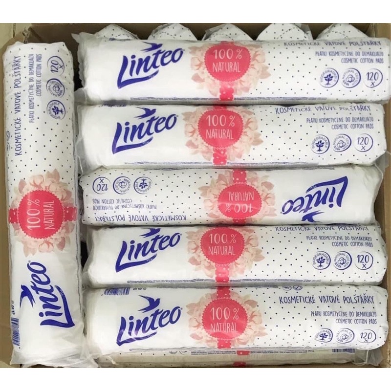 Bông tẩy trang 120 miếng Linteo 100% Cotton mềm mại không xơ bông