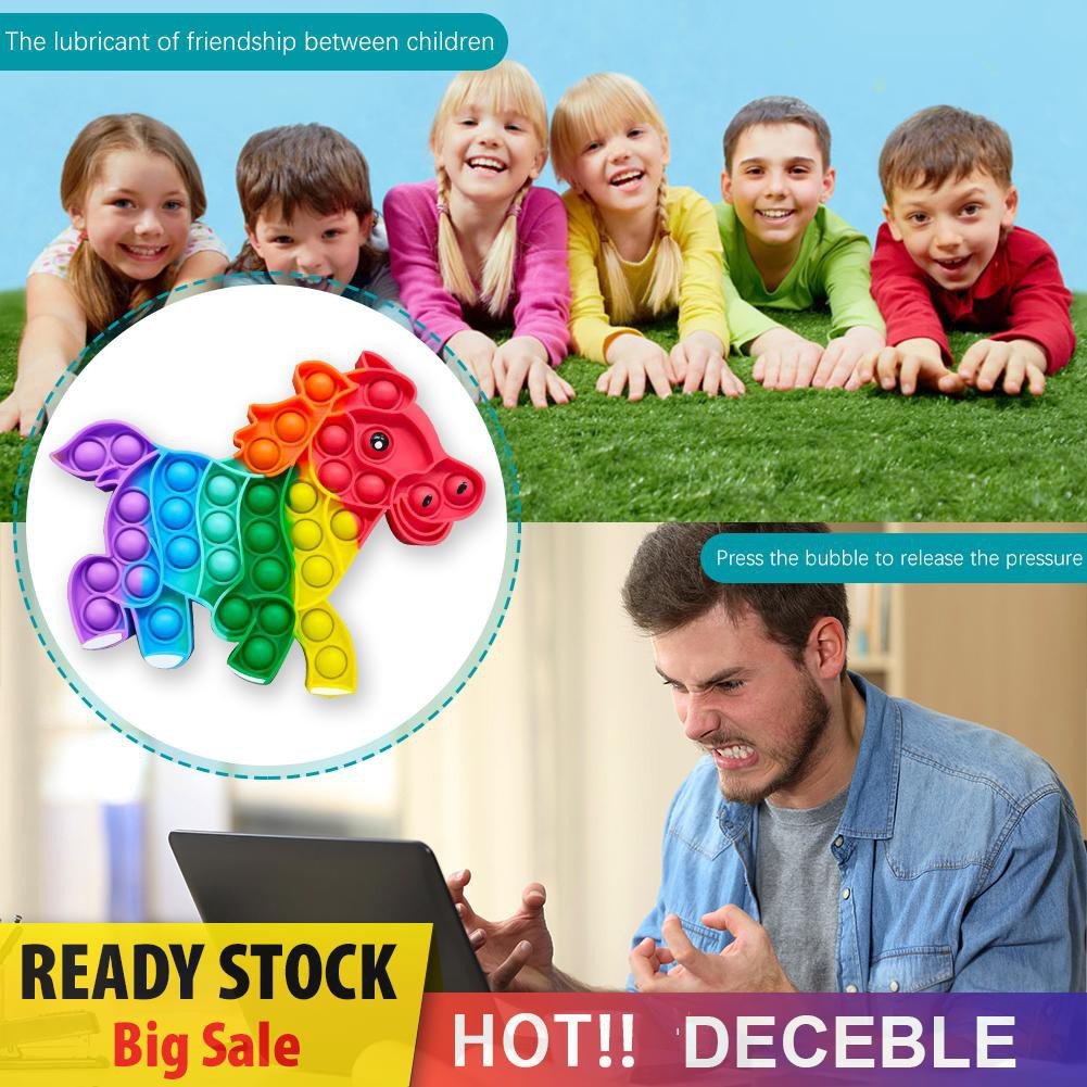 Pop It Fidget Đồ chơi Silicone Cartoon Horse Push Bubble Anti Stress Fidget Sensory Đồ chơis Rainbow