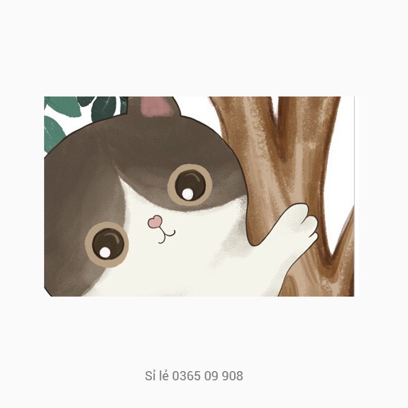 Decal dán tường chú mèo leo cây ngộ nghĩnh dễ thương