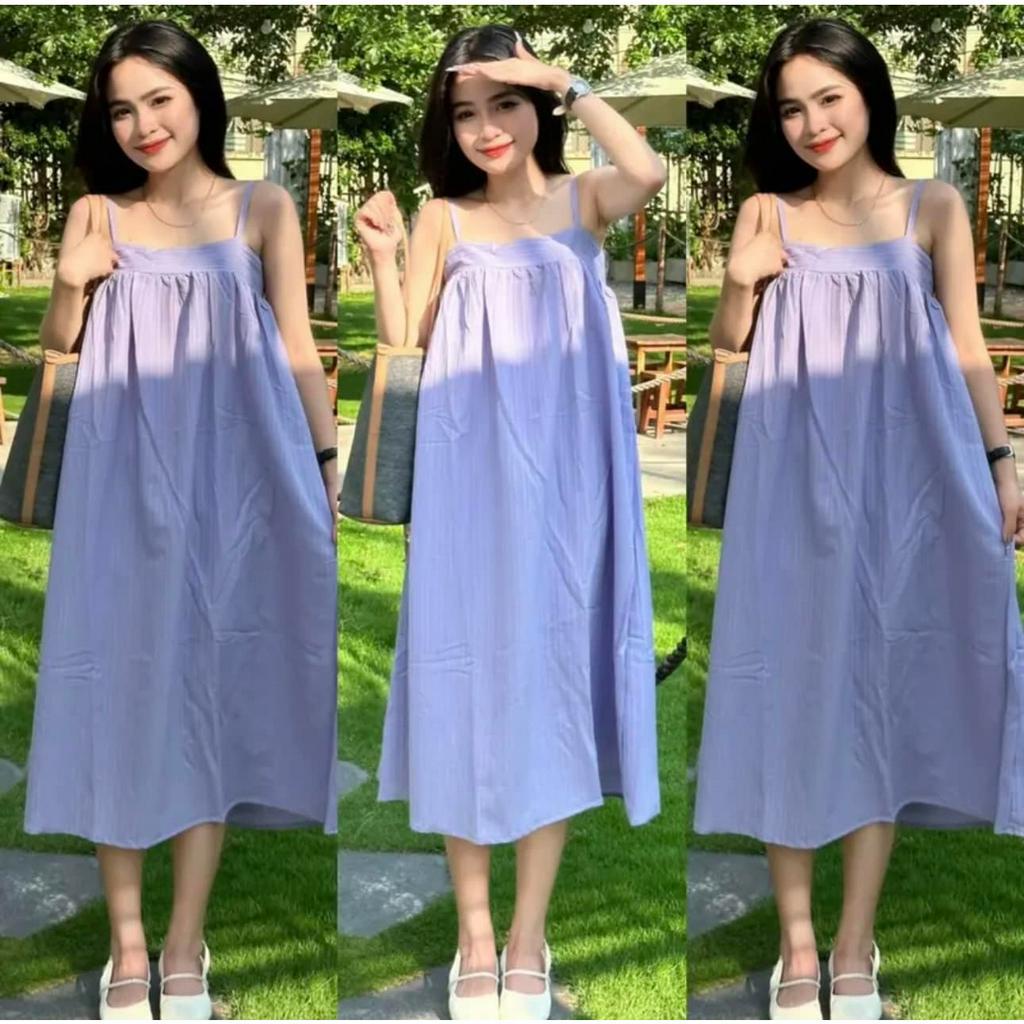Váy bầu,đầm bầu hai dây chất đũi gân cực mát,có 7 màu