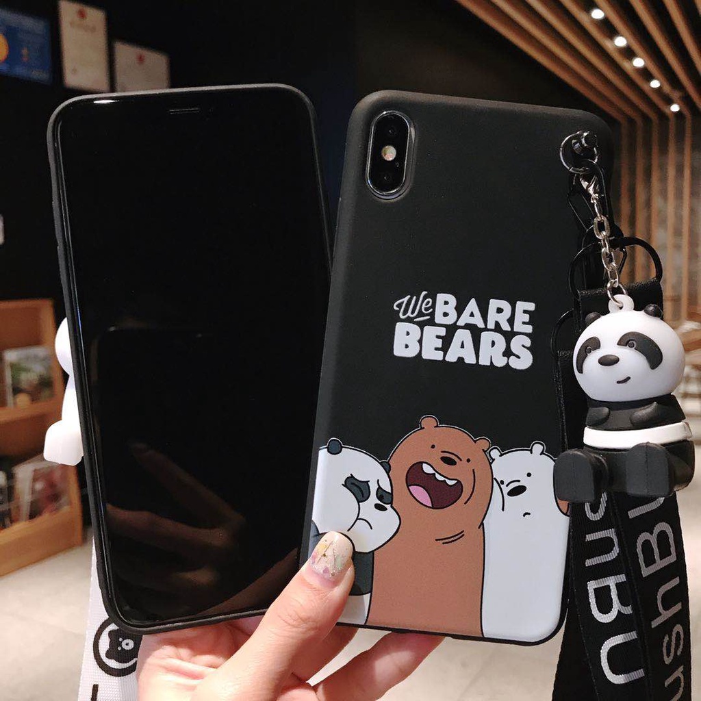 Ốp Điện Thoại Mềm Đục In Hình We Bare Bears Hoạt Hình Có Dây Đeo Cho OPPO Reno3 Reno 2Z 2F A8 A31 A5 A9 2020 A3 A3S A5S AX5 AX7 A37