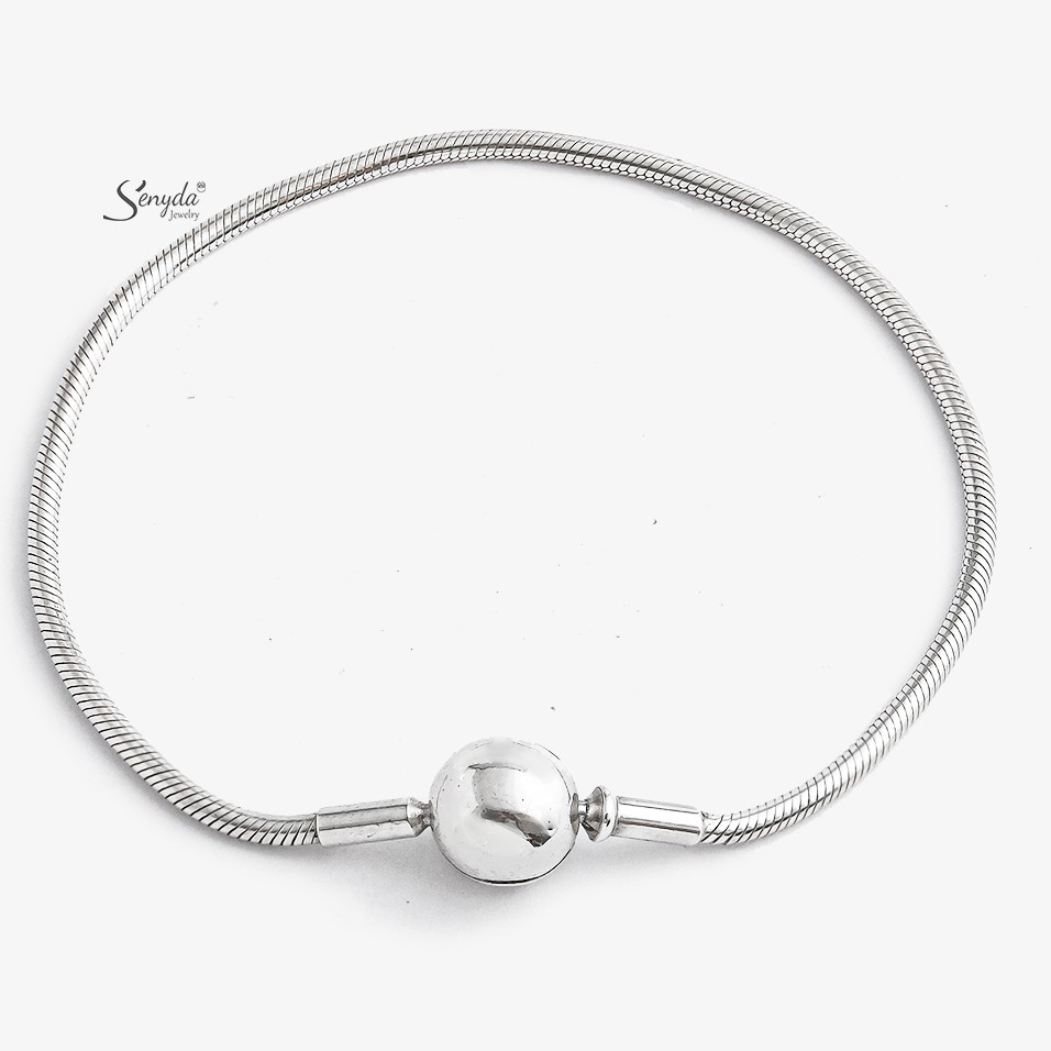 Trang sức Vòng tay BẠC 925 SENYDA mì tròn mềm khóa bóp LT064-LT066