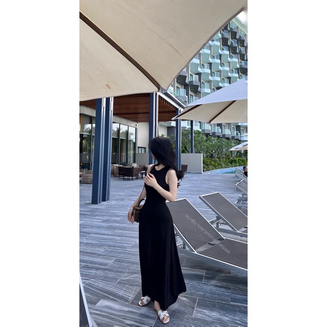 Váy 3 lỗ sát nách dáng dài đầm tôn eo cotton 4 chiều MIVOSA VN543
