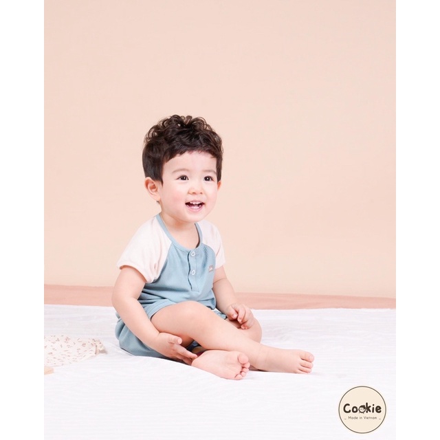 Bộ cộc tay bổ trụ COOKIE xanh coral 6M-4Y