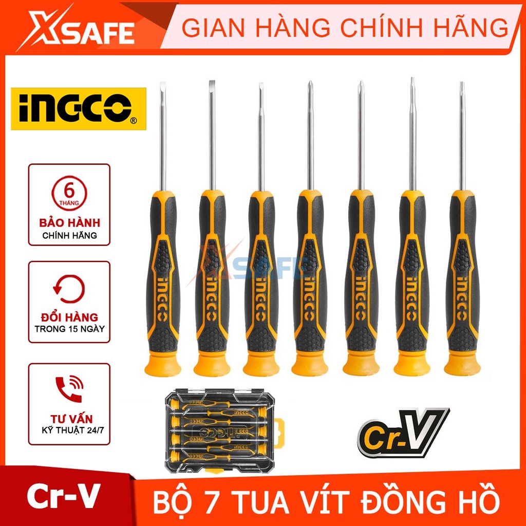 Bộ tua vít đồng hồ chuẩn 7 chi tiết INGCO HKSD0718 sửa chữa đồng hồ thép Cr-V siêu cứng có nam châm [chính hãng][xsafe]
