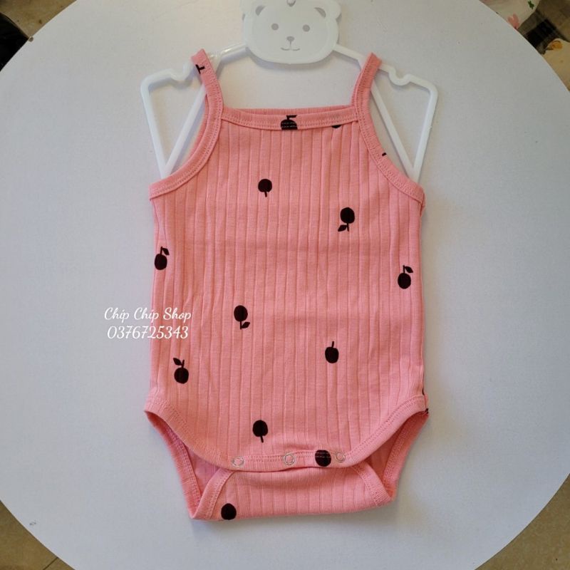 Áo liền quần không tay chấm bi vải cotton gân cho bé trai và bé gái 3kg -14kg Chíp chíp shop