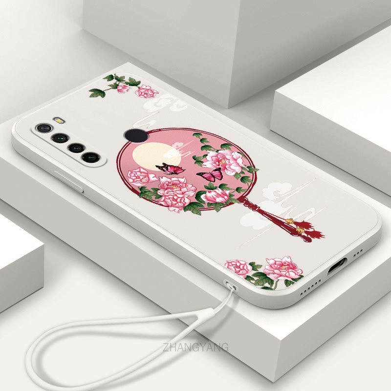 Ốp Điện Thoại Silicon Mềm Họa Tiết Hoa Mẫu Đơn Có Dây Đeo Cho realme 5 5i 5 pro 6i c3