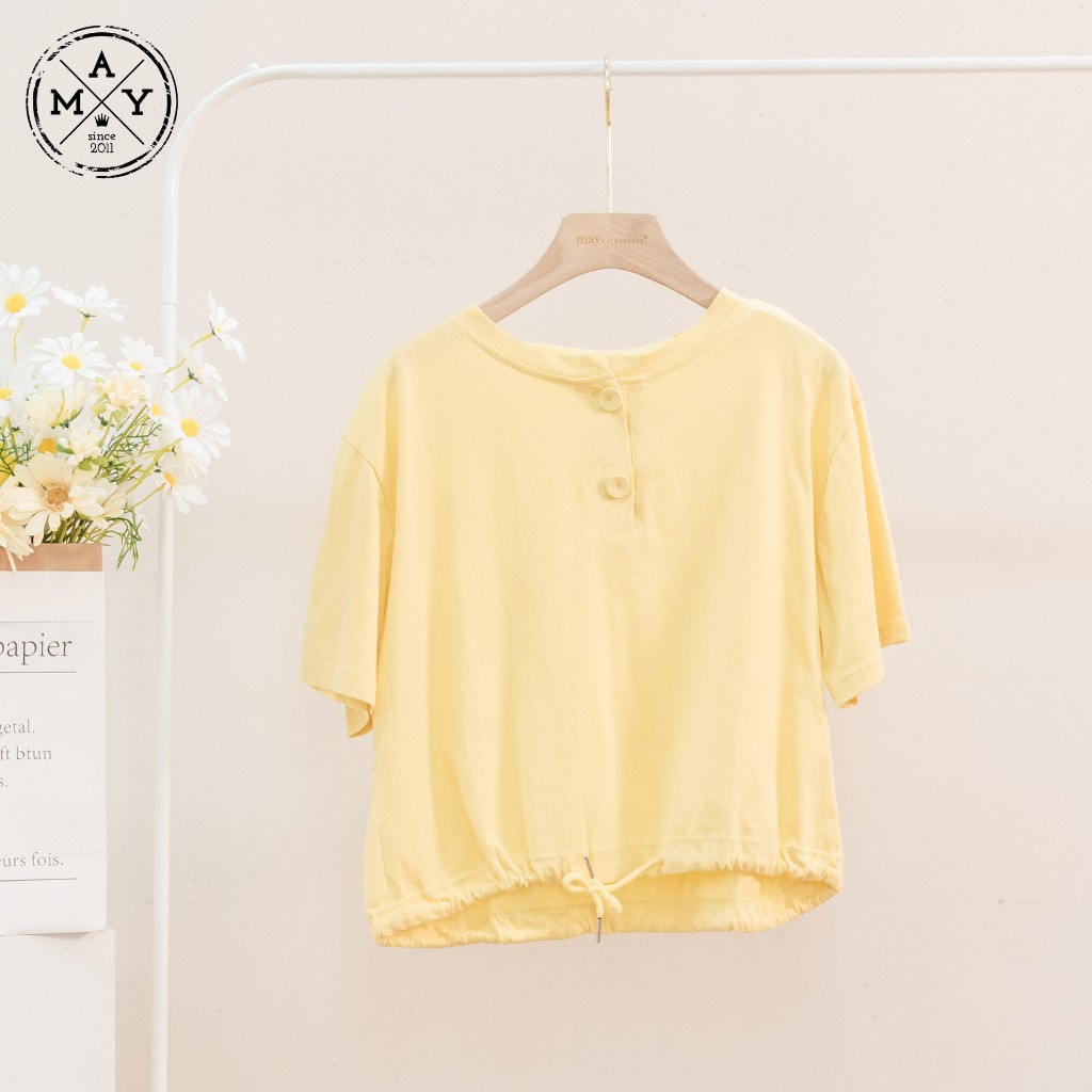 Áo Thun Nữ Tay Lỡ MAY.SINCE2011 Dáng Croptop Suông Cúc Ngực Bo Gấu Chất Liệu Cotton Cho Nữ MAH05-0342