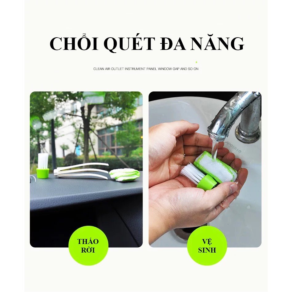 Chổi , Cọ 2 Đầu Vệ Sinh Cửa Gió Điều Hòa Xe Hơi Chuyên Dụng chamsocxestore