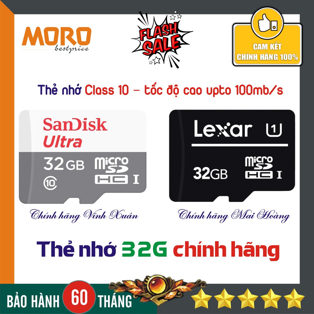 [CHÍNH HÃNG] Thẻ nhớ 32G Sandisk - Thẻ nhớ 32G Lexar - Chính hãng Vĩnh Xuân, Mai Hoàng