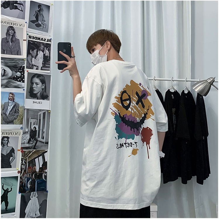 Áo Thun nam nữ, áo phông from rộng tay lỡ in Hình Mặt Cười