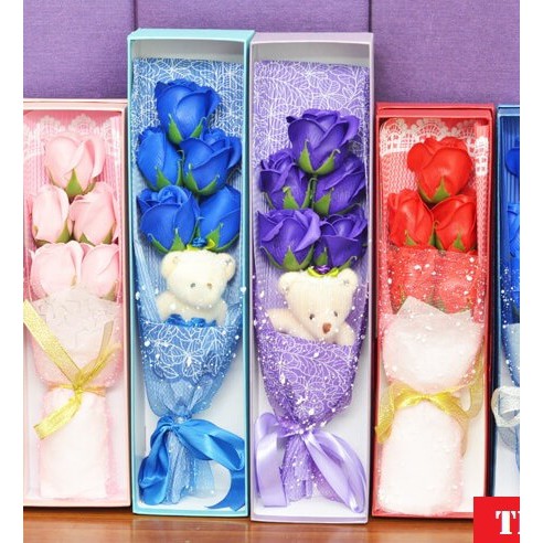 CÓ GIÁ SỈ HOA HỒNG GIẤY 5 BÔNG CÓ GẤU QUÀ 20/10 | Shopee Việt Nam