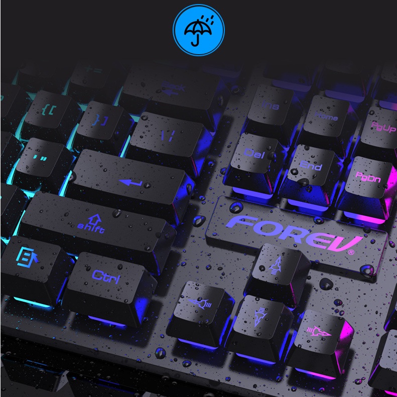 Bàn Phím Gaming có dây FOREV Chính Hãng Có Đèn LED RGB Chống Nước Ấn Tượng - Bảo Hành 12 tháng