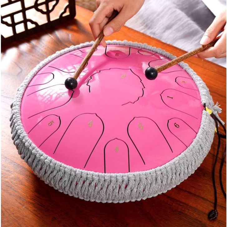 Trống Không Linh Cho Thiền Yoga 15 Nốt - Tank Drum - Steel Tongue Drum - Full Phụ Kiện
