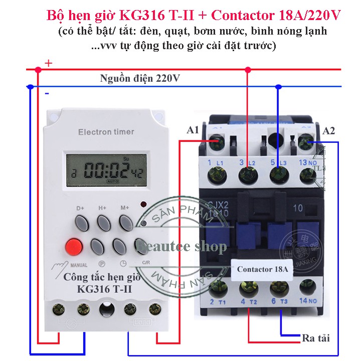 Timer hẹn giờ bật tắt điện tự động Kg316T-II/25a/220V có khóa phím