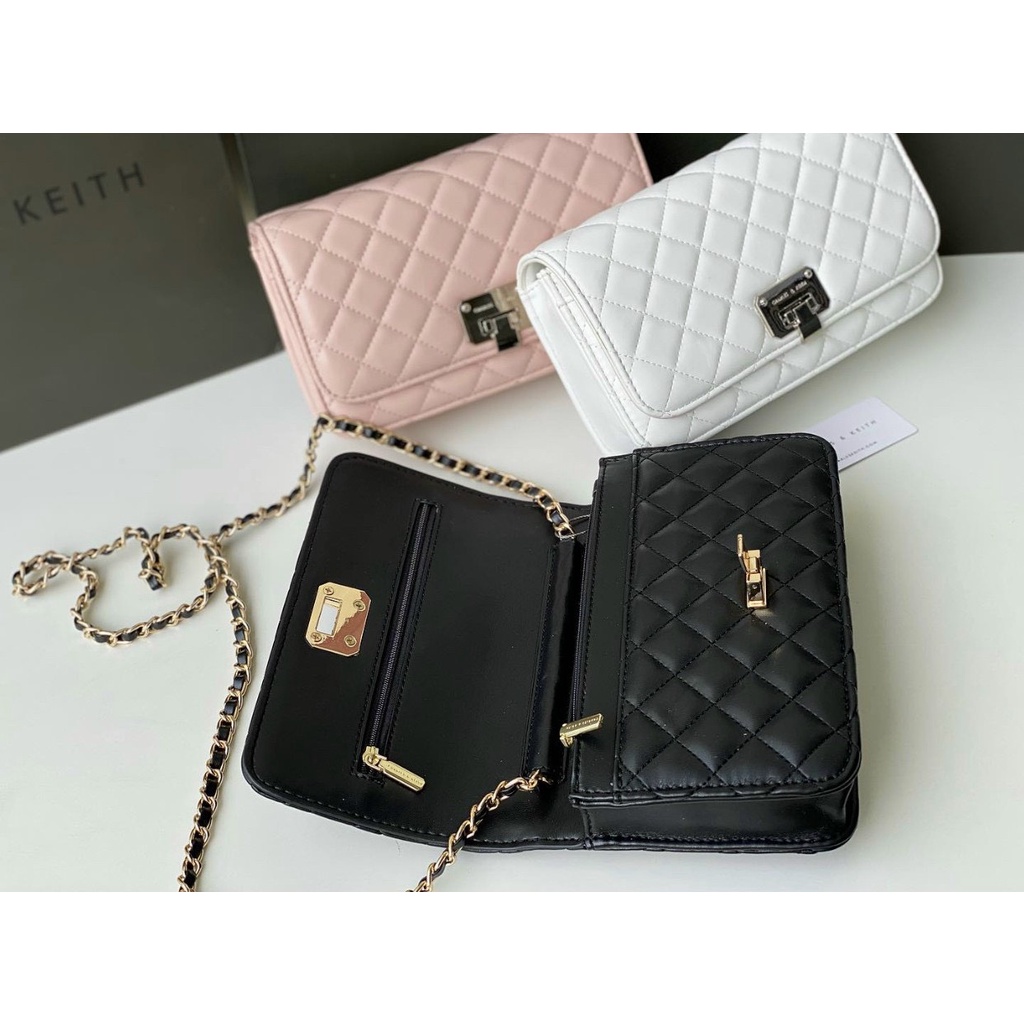 Túi MINI Charles &amp; Keith dạng Woc túi đeo chéo đeo vai size 20cm chuẩn hiệu sang trọng.0