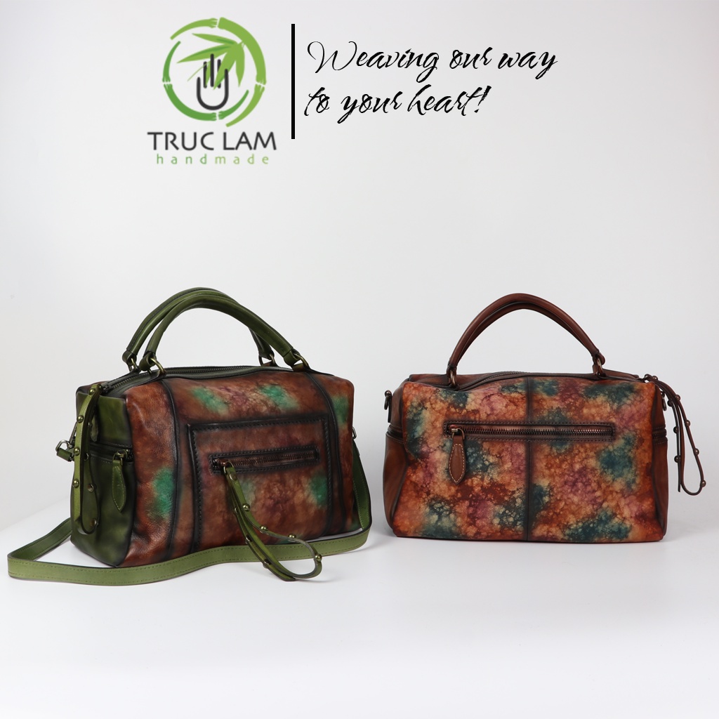 Túi Xách Thời Trang Hình Hộp Da Bò Thật Cao Cấp Nhiều Ngăn Tiện Lợi – Trúc Lâm Handmade