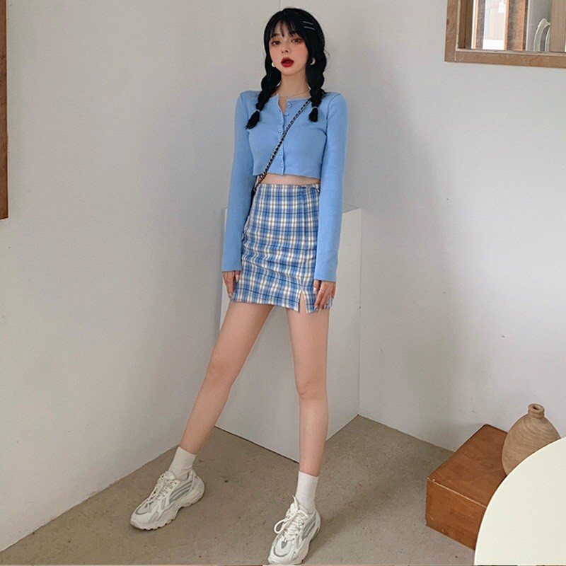 CHÂN VÁY KẺ CARO - CHÂN VÁY MINI XẺ BÊN KÉO CHUN LÓT - CHÂN VÁY CARO CHỮ A LƯNG CAO 4 màu | BigBuy360 - bigbuy360.vn