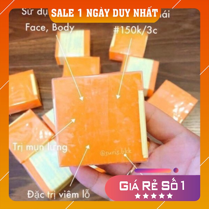 Xà Phòng Nghệ Cam Thái Lan 50g ⭐ FREESHIP ⭐ &gt; Lố 12 bánh &lt; Dưỡng Trắng Da