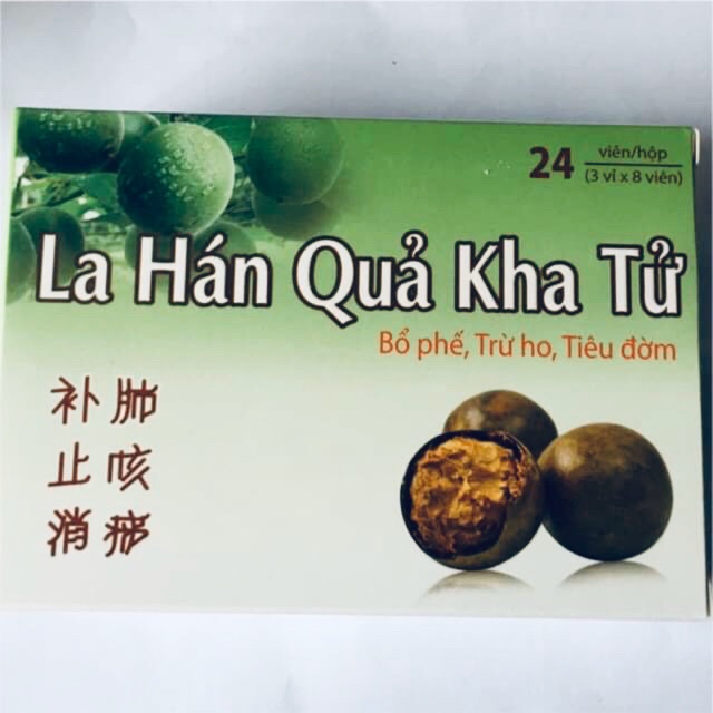 Viên ngậm  La Hán Quả Kha Tử Giảm ho khản tiếng – hộp 24 viên