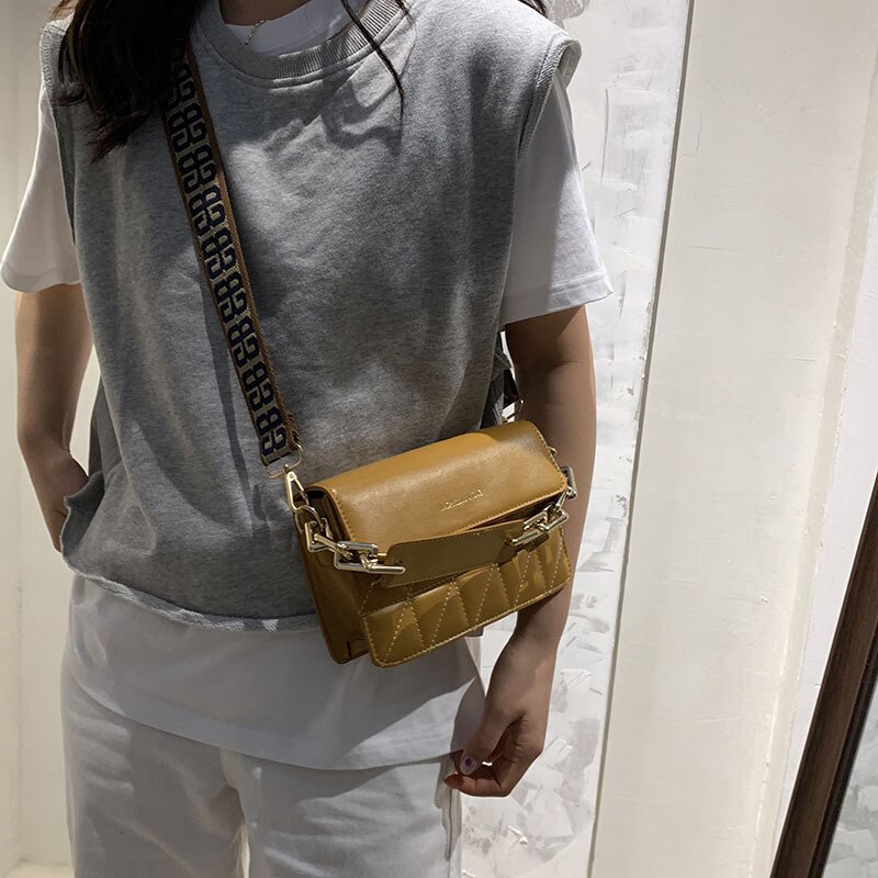JASMIN NOIR PU Leather Women's Sling Bag Fashion Chain Messenger Bag Small Flap