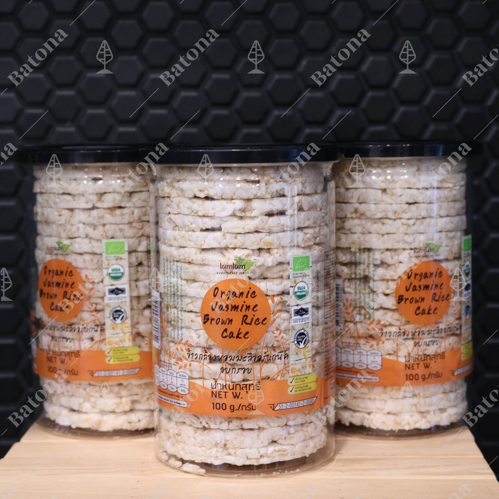 Bánh gạo lứt vị hoa làì hữu cơ 100g LumLum - bánh gạo lứt Jasmine