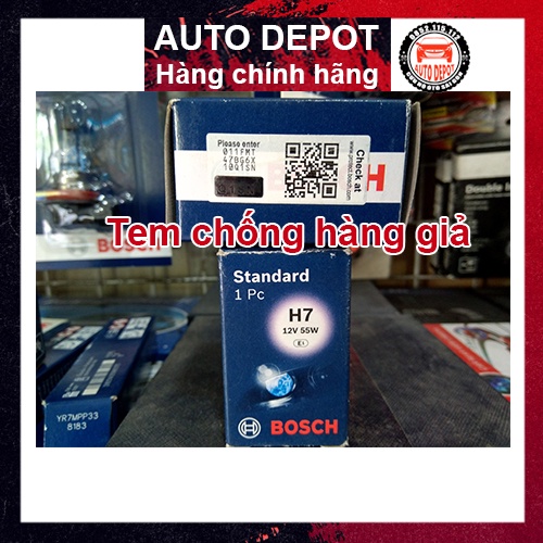 Bóng đèn Halogen chính hãng  Bosch H7 12V55W 0986AL1524 HD4 tem chống hàng giả