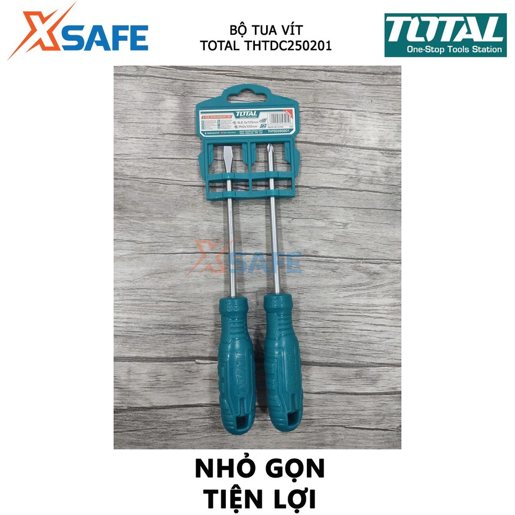 Bộ tuốc nơ vít dẹp và bake 2 chi tiết TOTAL THTDC250201 | Bộ tua vít gồm 1 cái vít dẹp SL6X125mm và 1 cái vít bake