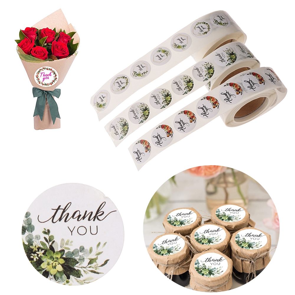 Cuộn 500 nhãn dán chữ Thank You hình tròn dùng trang trí thủ công