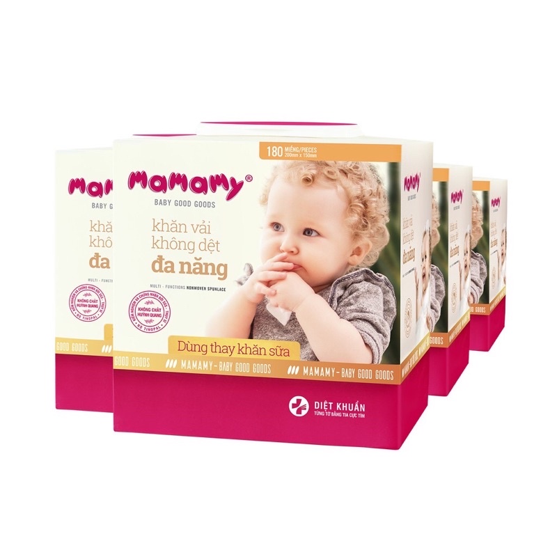 COMBO 6 HỘP KHĂN COTTON ĐA NĂNG MAMAMY 180 TỜ (dùng thay khăn sữa, sử dụng 1 lần)