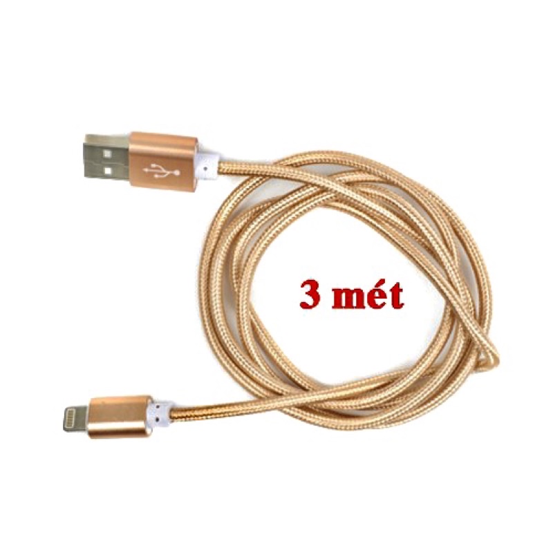 💥💥 Dây Cáp Sạc Dài 3M Dây Dù, Sạc Nhanh- Dành cho Ipone và Samsung siêu bền