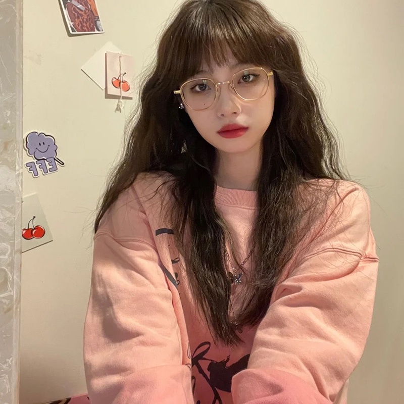Áo sweater IELGY dáng rộng in hình hoa hồng thiết kế sành điệu